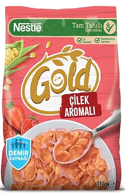 Nestle Gold Corn Flakes Çilekli 310 gr X 12 Adet