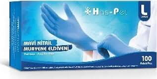 Haspet Mavi Nitril Eldiven L Beden 100'lü X 1 Adet