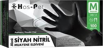 Haspet Siyah Nitril Eldiven M Beden 100'lü X 1 Adet