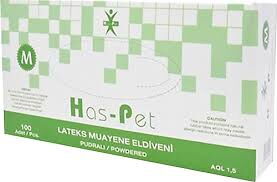 Haspet Pudralı Lateks Eldiven M Beden 100'lü X 1 Adet