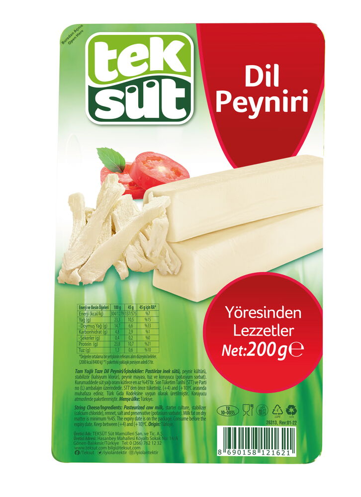 Teksüt Dil Peyniri 200 gr X 5 Adet